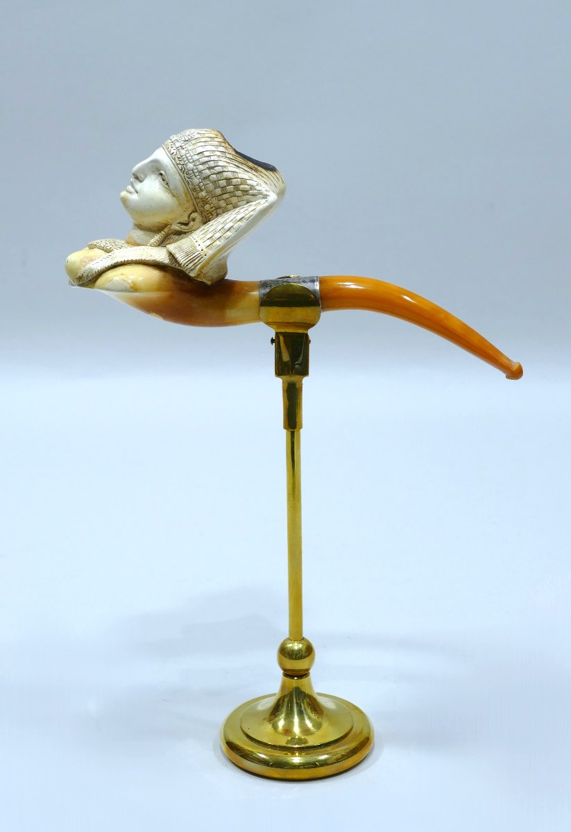 Late 19th Century Meerschaum Pipe Representing An Egyptian Woman-photo-3