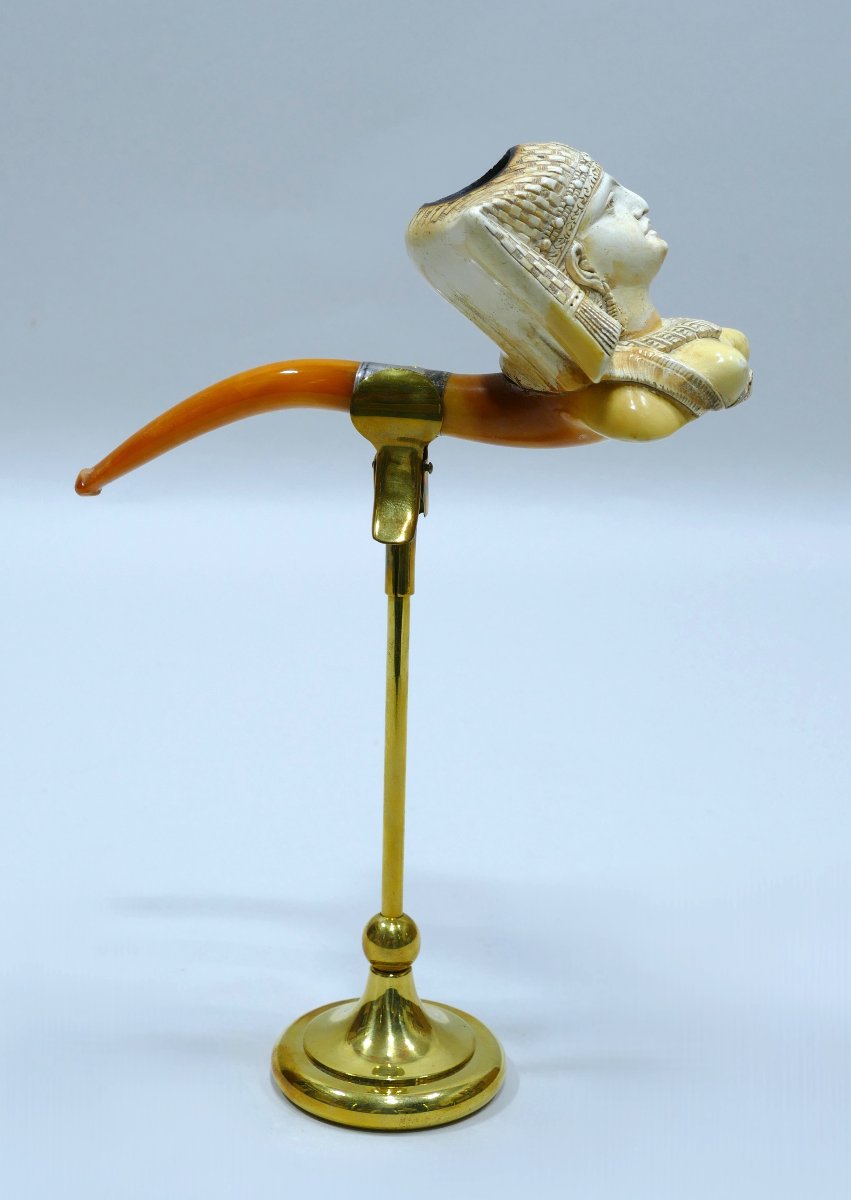 Late 19th Century Meerschaum Pipe Representing An Egyptian Woman-photo-4