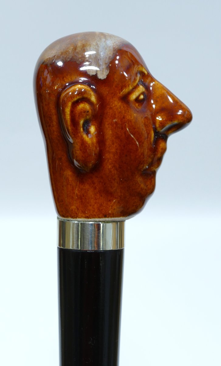Collector's Walking Stick With A Handle Depicting The Head Of General De Gaulle-photo-2