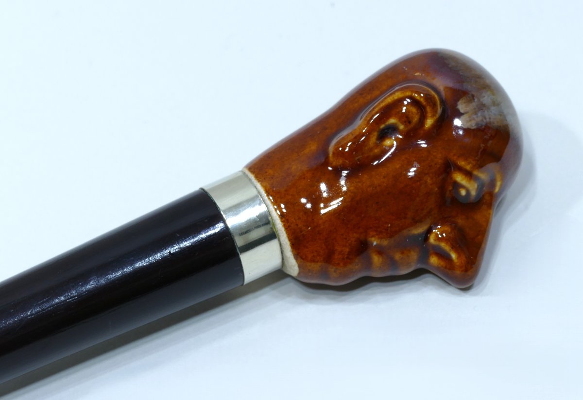 Collector's Walking Stick With A Handle Depicting The Head Of General De Gaulle-photo-3