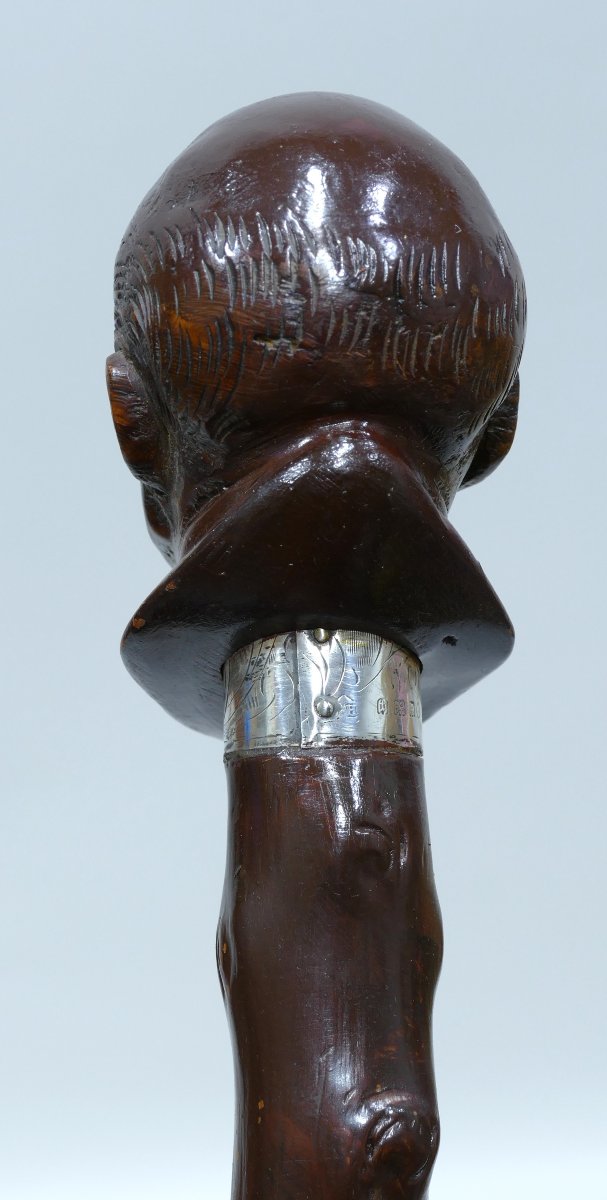 Canne de collection avec pommeau en bois représentant la tête de George Clemenceau-photo-3
