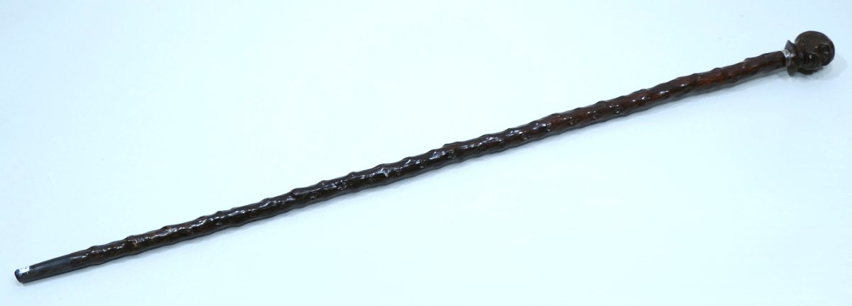 Canne de collection avec pommeau en bois représentant la tête de George Clemenceau-photo-4