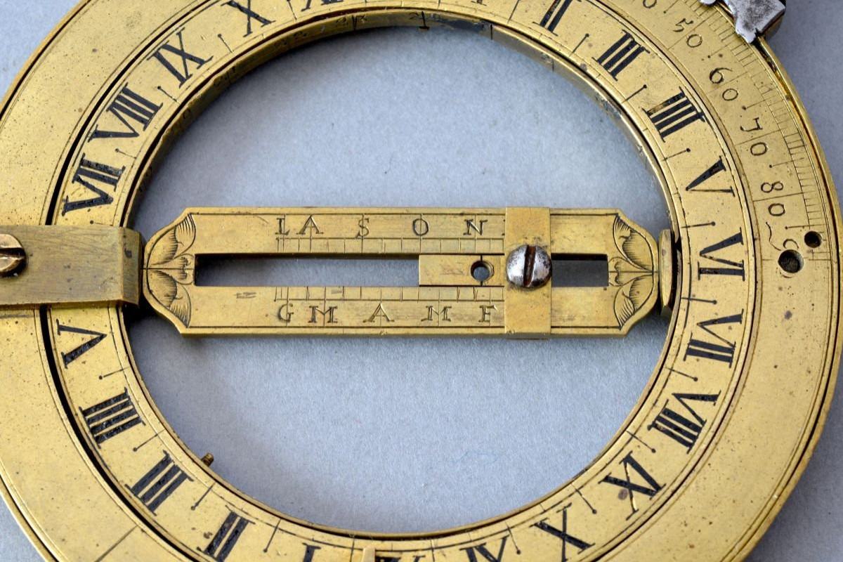 Anneau équinoxial en laiton et acier d'origine italienne datable vers 1750-photo-3