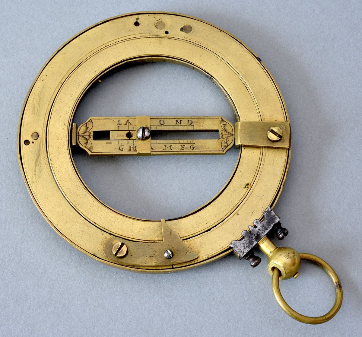 Anneau équinoxial en laiton et acier d'origine italienne datable vers 1750-photo-1