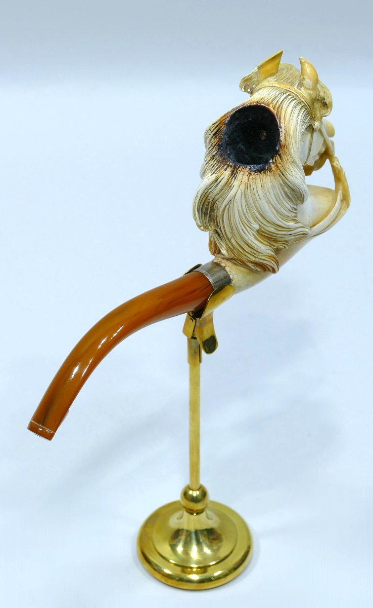 Puissante pipe en écume de mer représentant une tête de cheval-photo-2