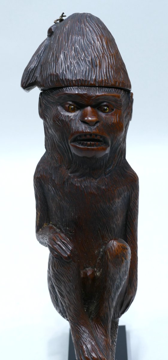 Wooden Pipe Representing A Monkey Dating From The Second Half Of The 19th Century-photo-3