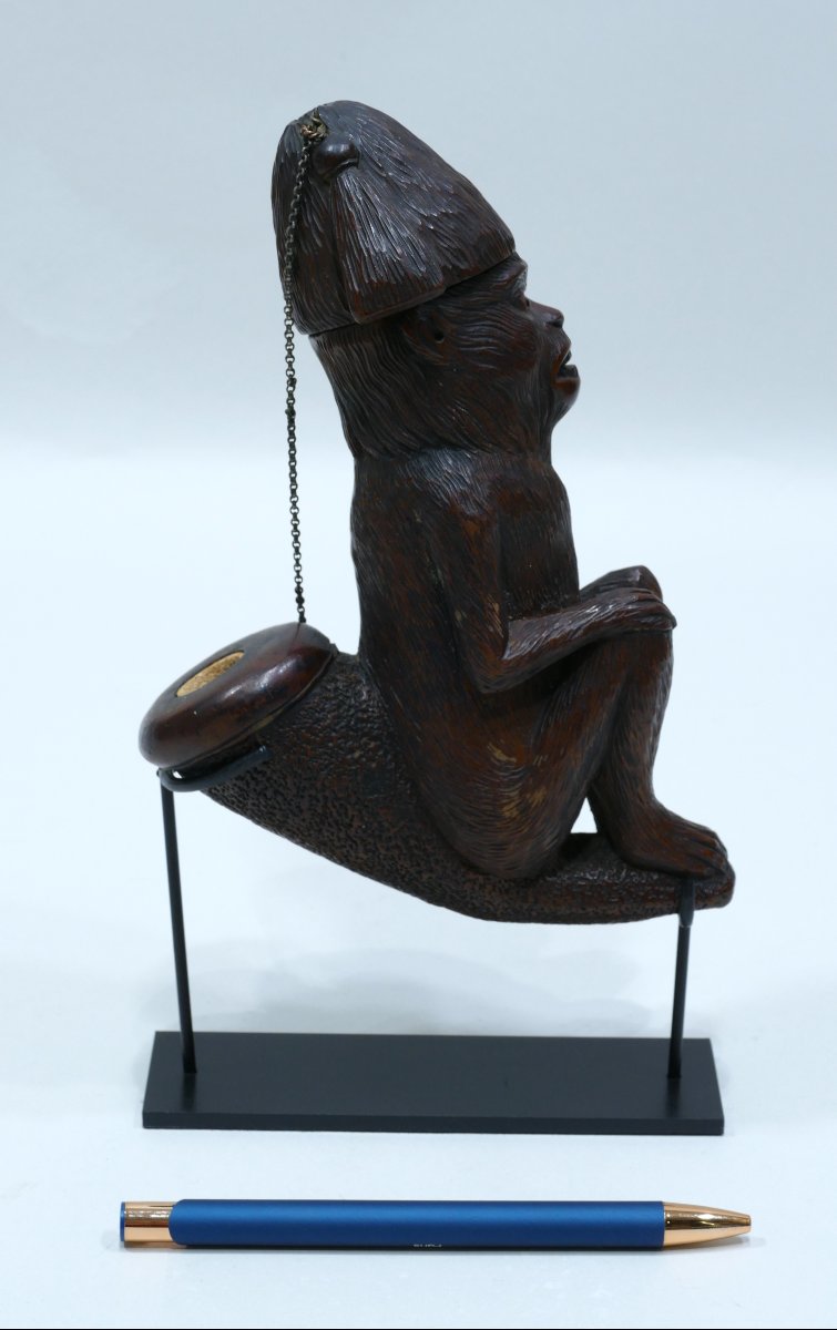 Wooden Pipe Representing A Monkey Dating From The Second Half Of The 19th Century-photo-3
