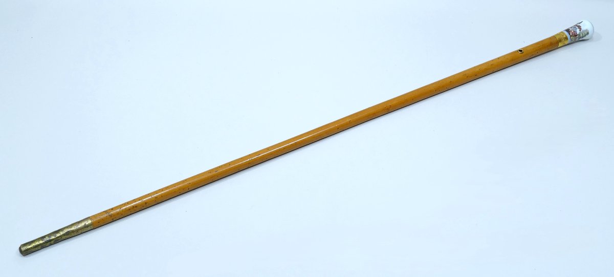 18th Century Collection Cane With Meissen Porcelain Handle-photo-4