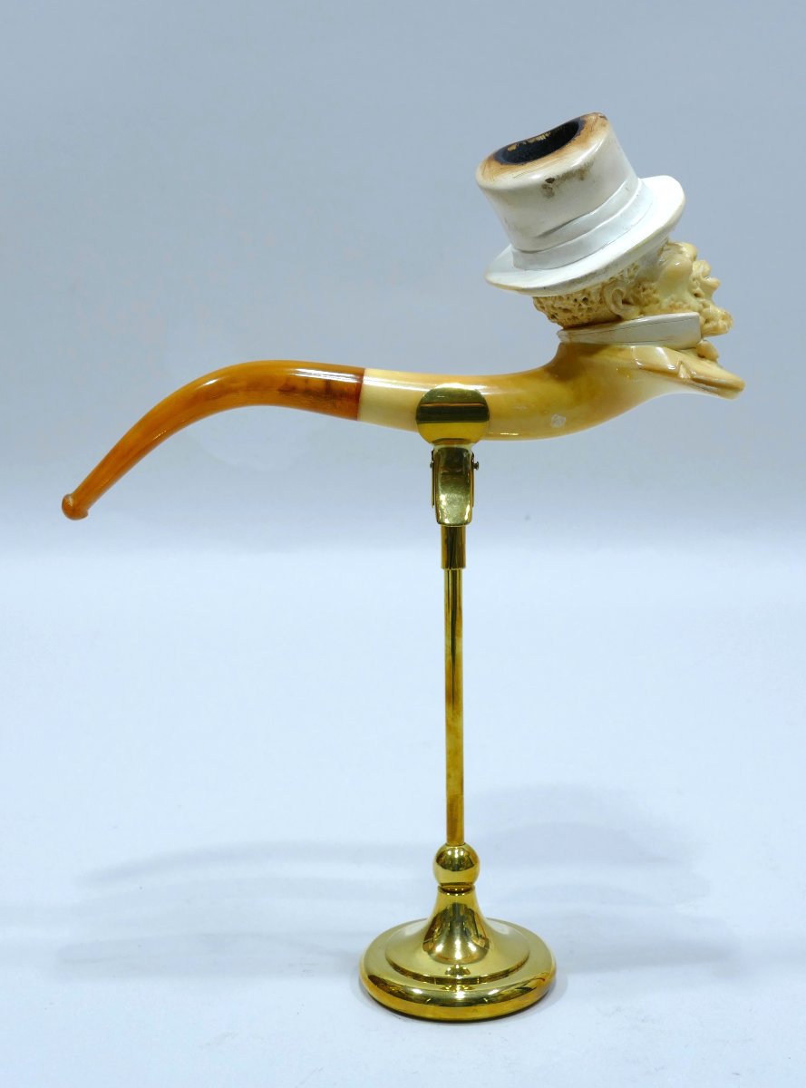 Double Wax Meerschaum Pipe Depicting An Elegant African Man-photo-4