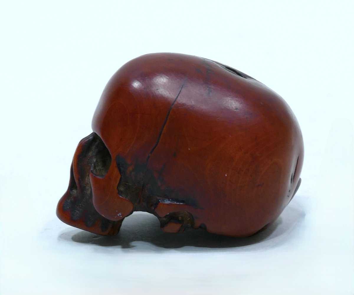 Memento Mori en buis du 17ème siècle à forte patine-photo-3
