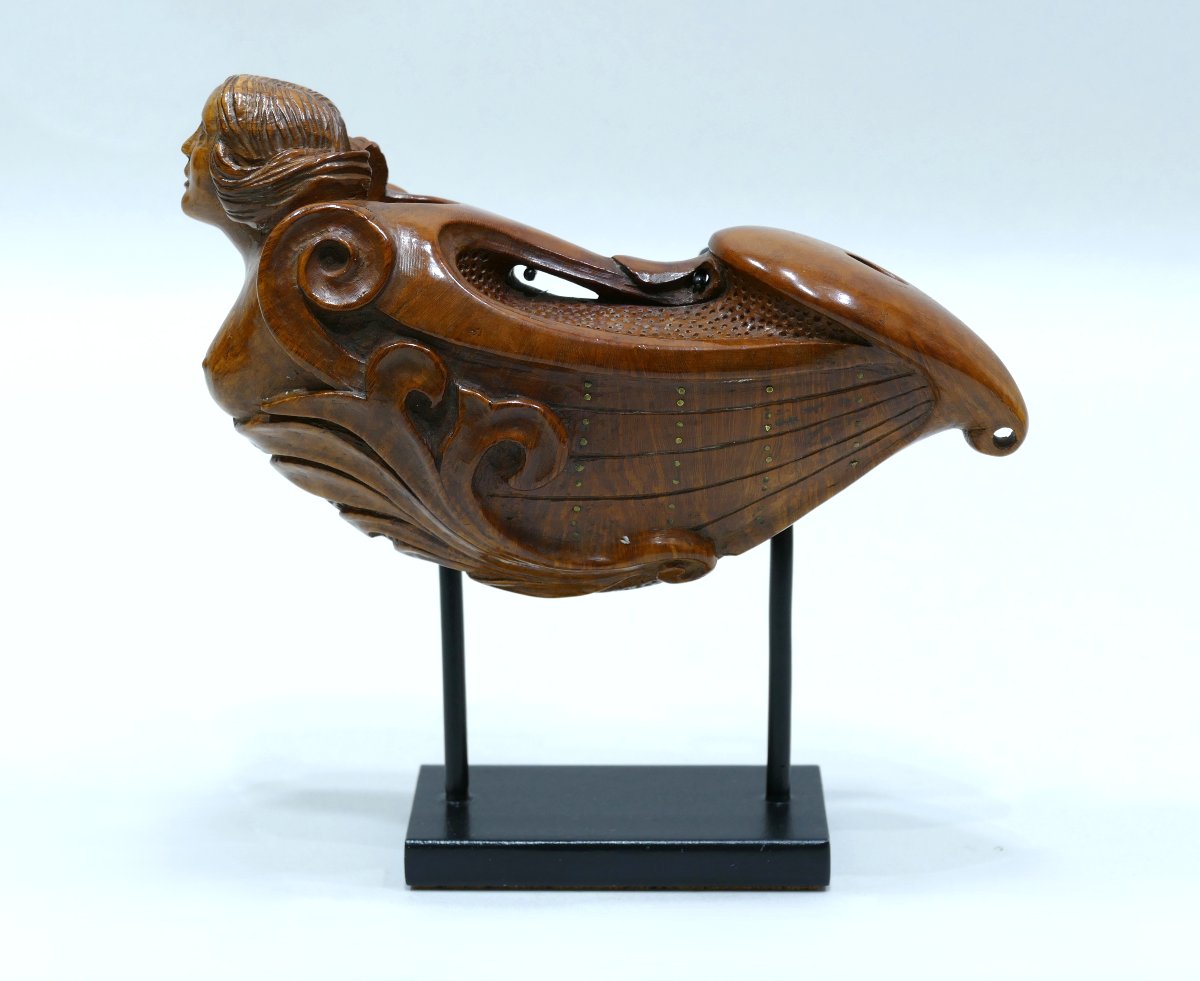 Ensemble de deux fourneaux de pipe en buis sculptés datable du 19ème siècle-photo-1