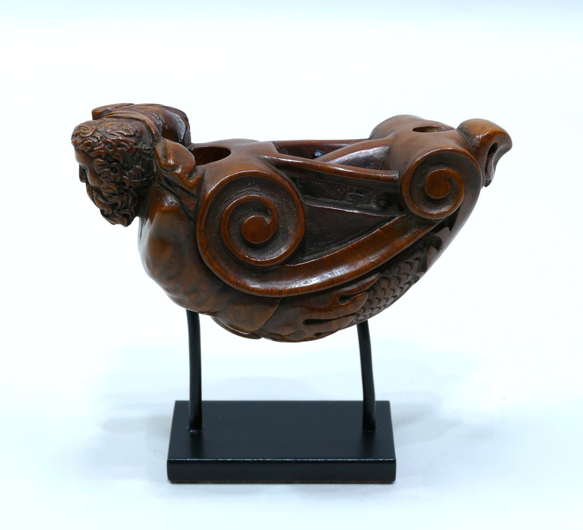 Ensemble de deux fourneaux de pipe en buis sculptés datable du 19ème siècle-photo-6