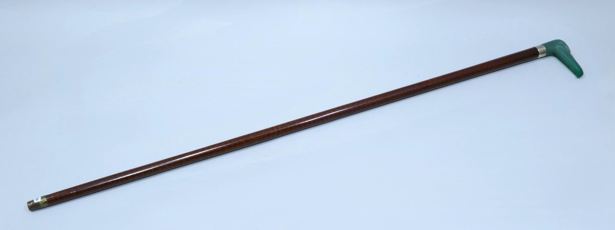 Elegant Cane In Nephrite Attributed To Tiffany & Co Representing An Eagle-photo-4