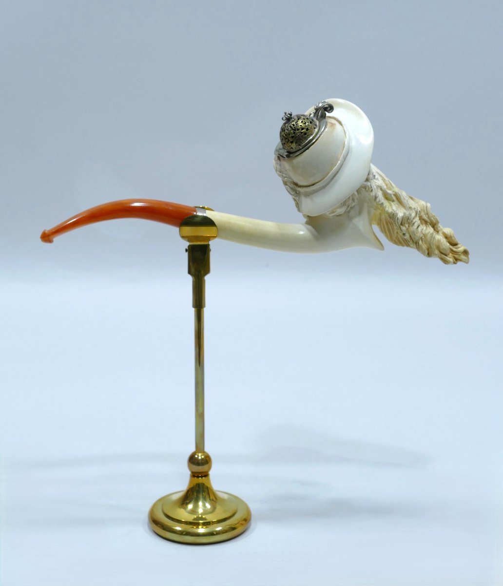 A 19th-century Meerschaum Pipe Depicting The Head Of A Bearded Austrian Man-photo-2