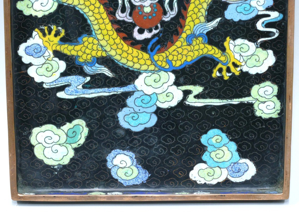 Opium Tray In Enamels Cloisonné In Decor Of The Dragon-photo-4