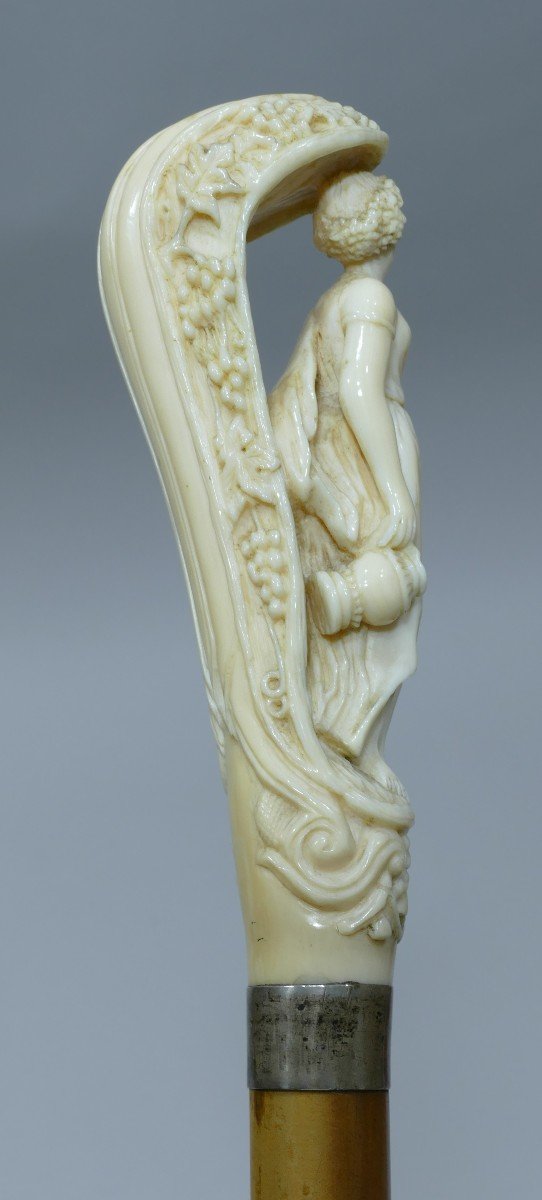 Elegant Cane With A Long Ivory Handle Representing The Samaritan Theme-photo-4