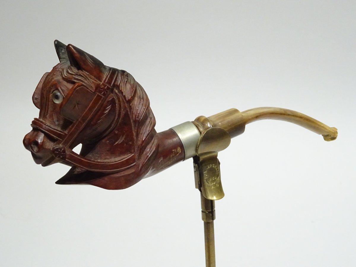 Pipe In Briar Representing A Horse With Its Blinders-photo-3