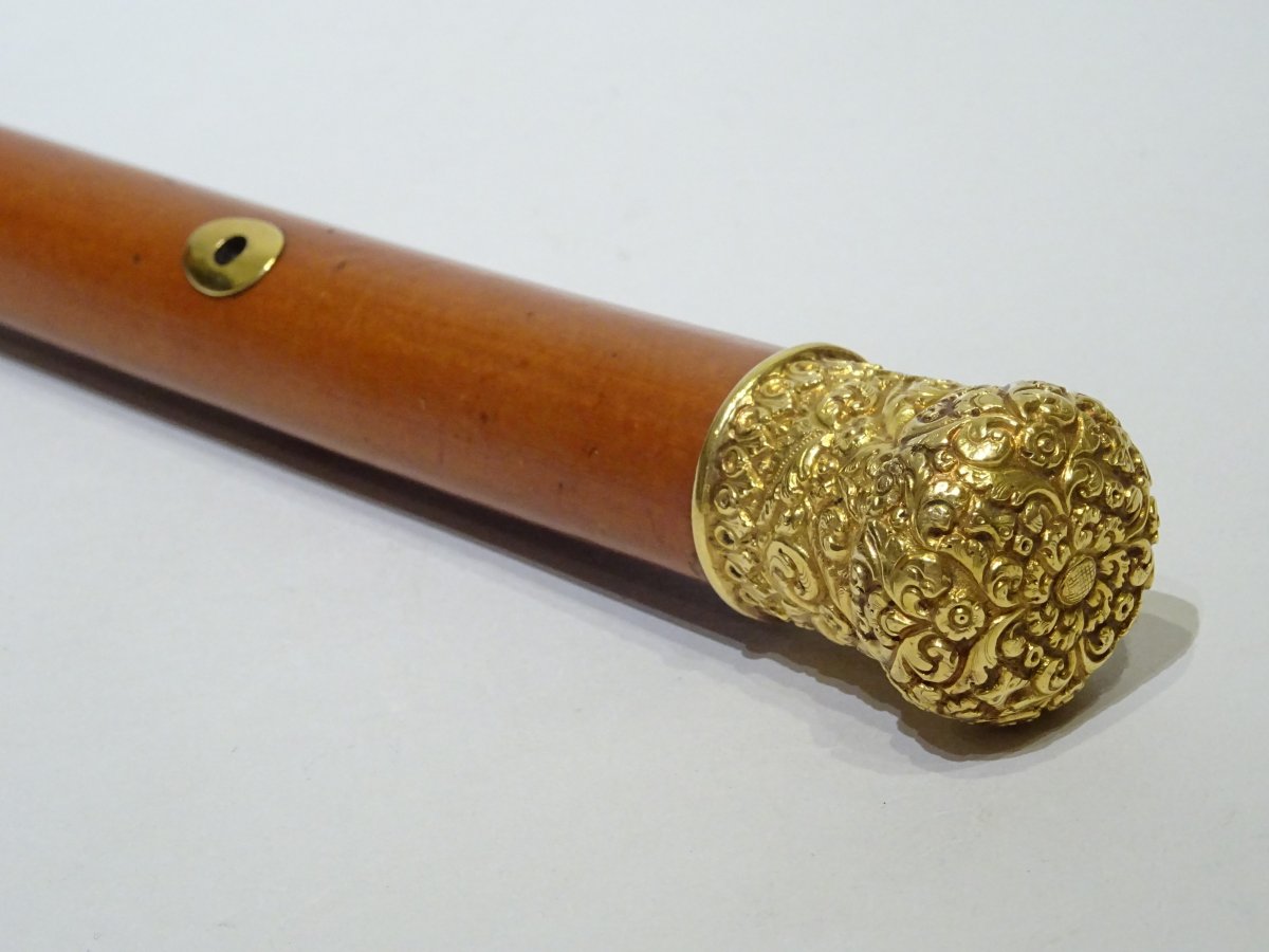 Collection Cane With Pretty Ornate Gold Handle Decorated With Flowers-photo-4