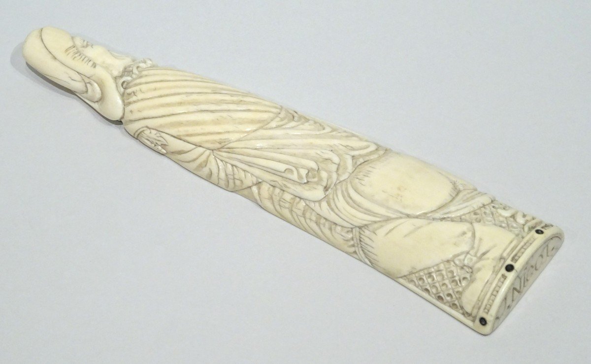 18th Century Ivory Tobacco Rasp On The Scatological Theme-photo-4