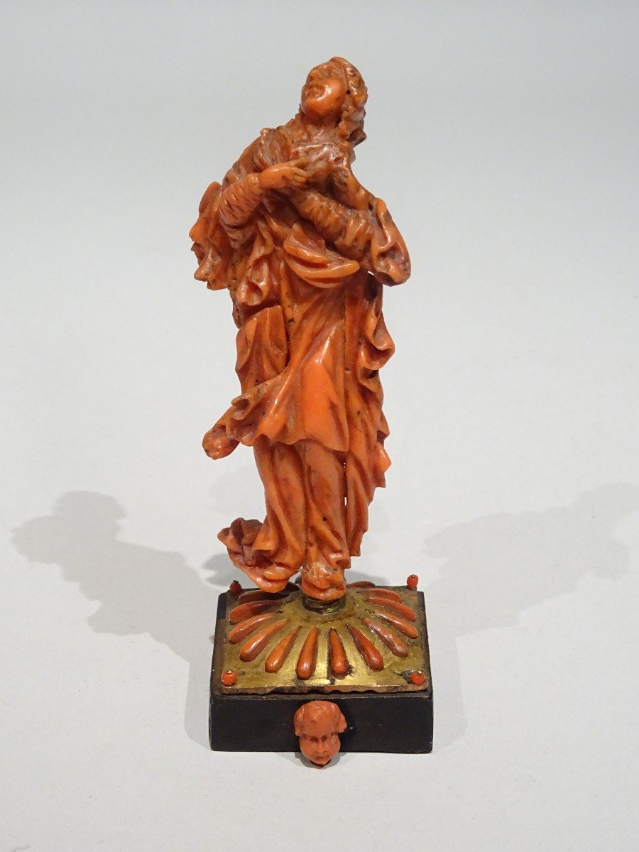 Vierge En Corail De Trapani Datable Du 17ème Siècle-photo-3