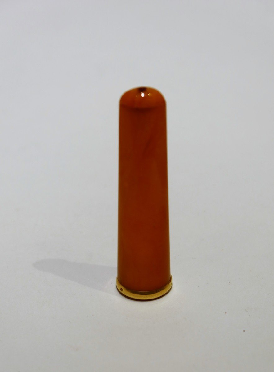 Cigarette Holder In Amber And Gold Datable Around 1910/1920-photo-3