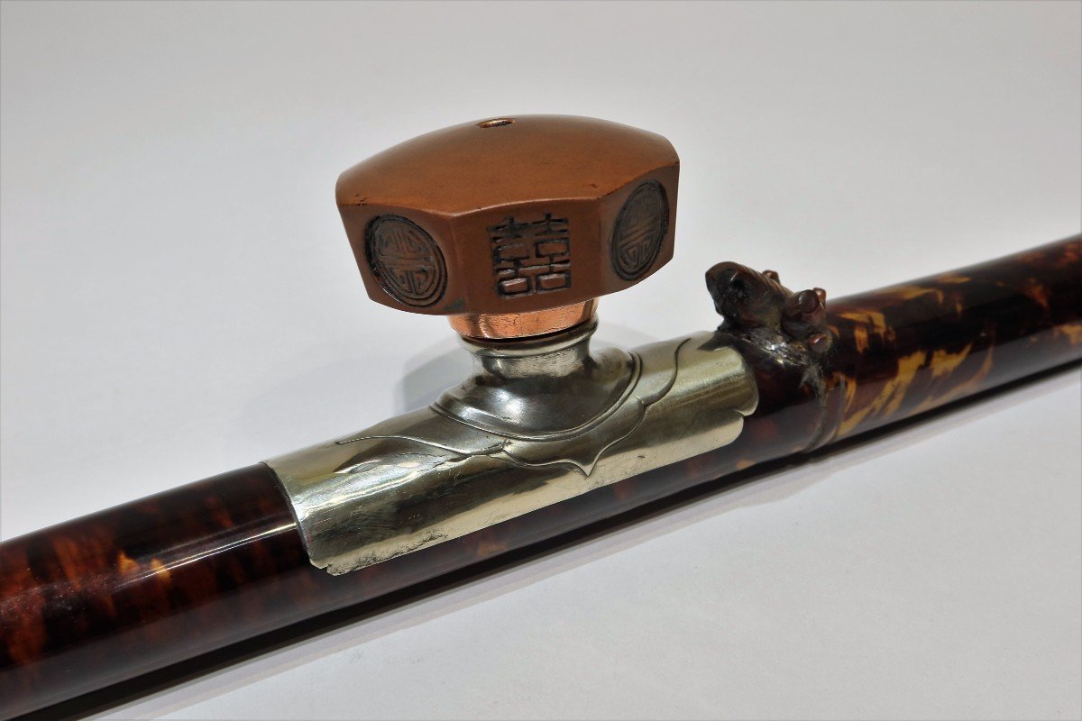 Tortoiseshell Opium Pipe - 19th Century China-photo-2