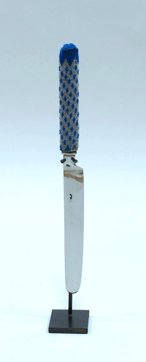 Couteau avec manche recouvert de perlé datable du 18ème siècle-photo-2
