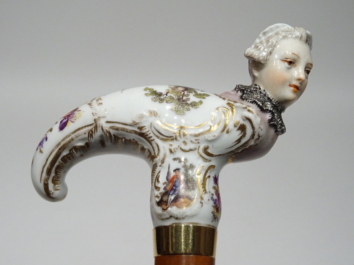 Collection Cane With Porcelain Handle Representing A Beautiful Lady