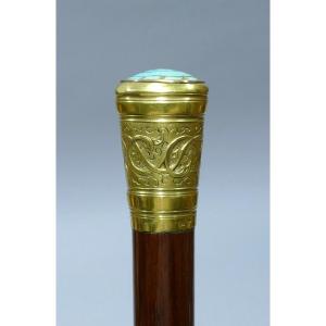 Collection Cane With Beautiful Handle In Ornate Gold And Turquoise
