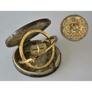Equatorial Ring Signed Gensara Fecit Wienn In Its Case With The Coat Of Arms Of Bavaria
