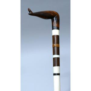 19th Century Cane For A Child Made In Whalebone And Wood.