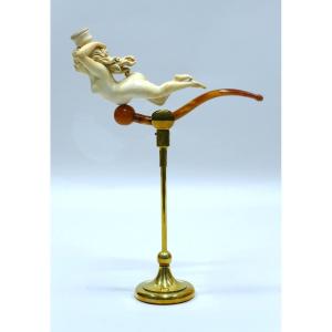 Cigarette Holder Representing A Reclining Woman With A Rare Amber Stem