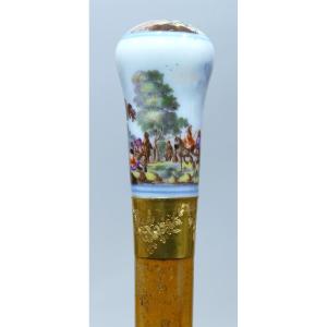 18th Century Collection Cane With Meissen Porcelain Handle