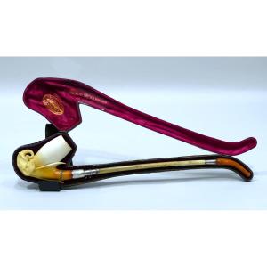 A Long Meerschaum Pipe By Jean Sommer Featuring An Elephant Motif