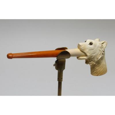 Meerschaum Pipe Representing A Dog