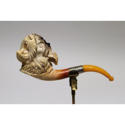 Meerschaum Pipe Representing A Griffon Breed Dog