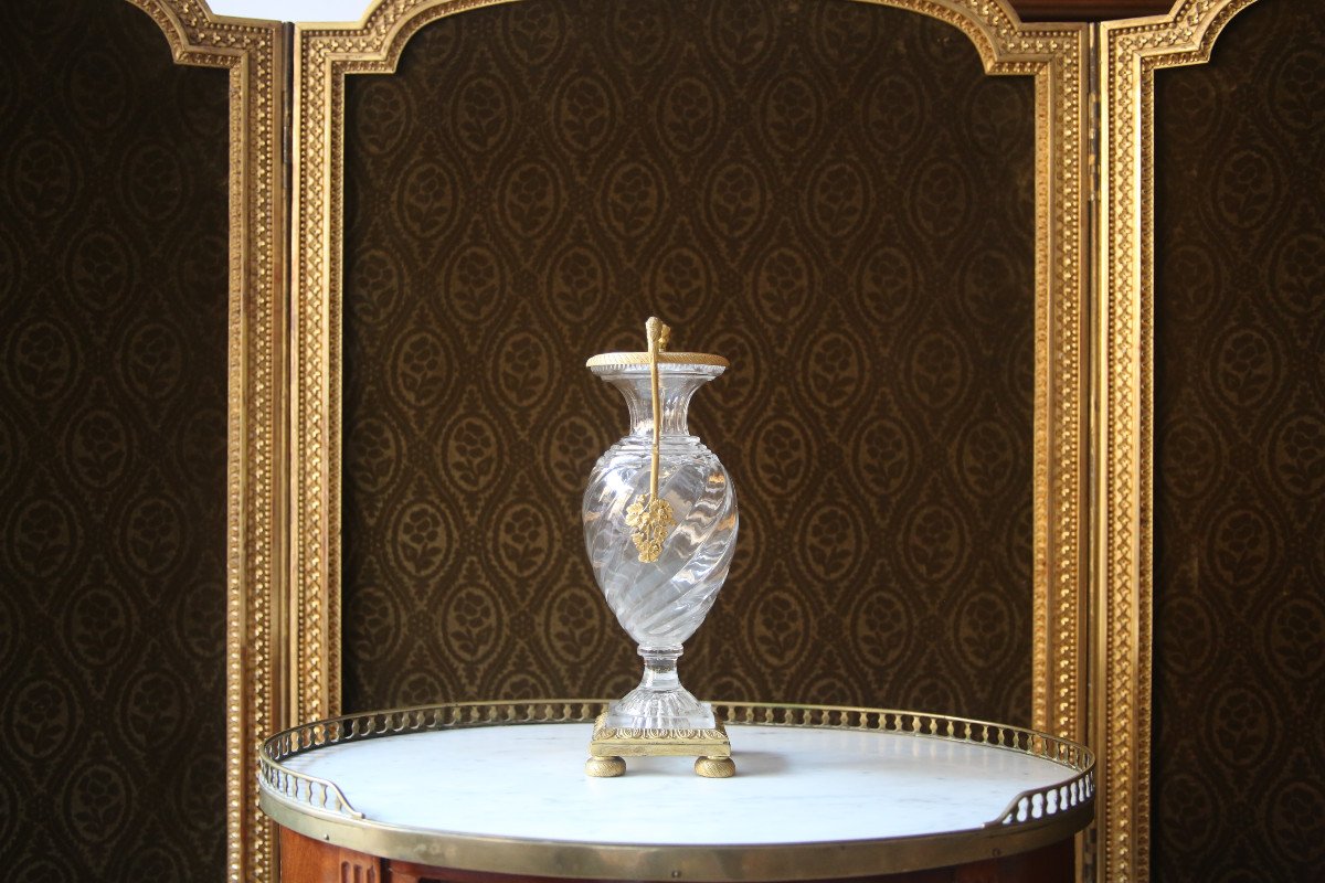 Charles X Period Vase In Crystal And Gilded Bronze.-photo-2