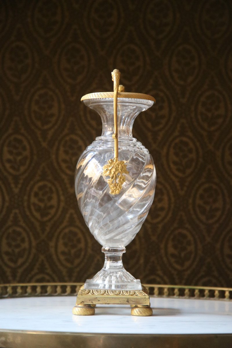 Charles X Period Vase In Crystal And Gilded Bronze.-photo-3