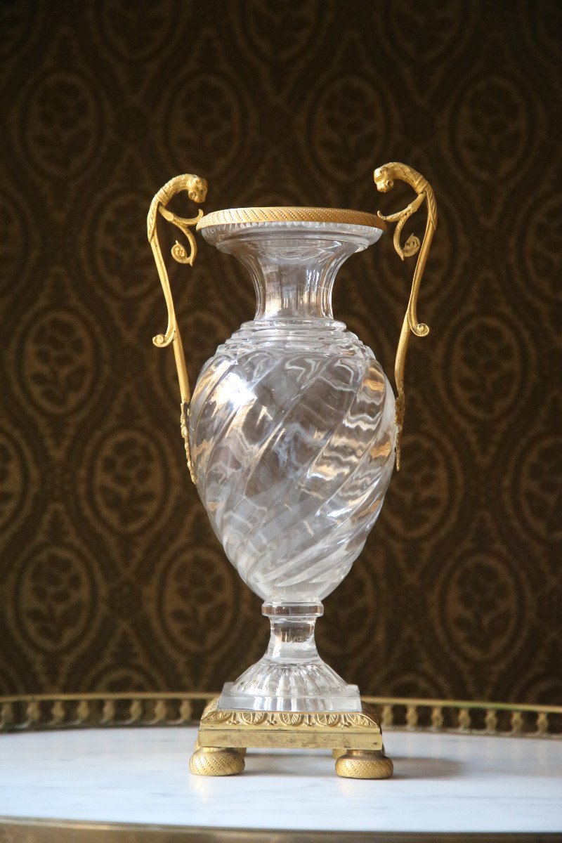 Charles X Period Vase In Crystal And Gilded Bronze.-photo-4