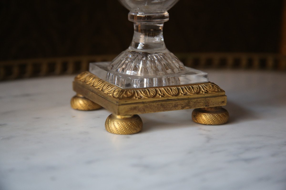 Vase d'époque Charles X en cristal et bronze doré.-photo-3