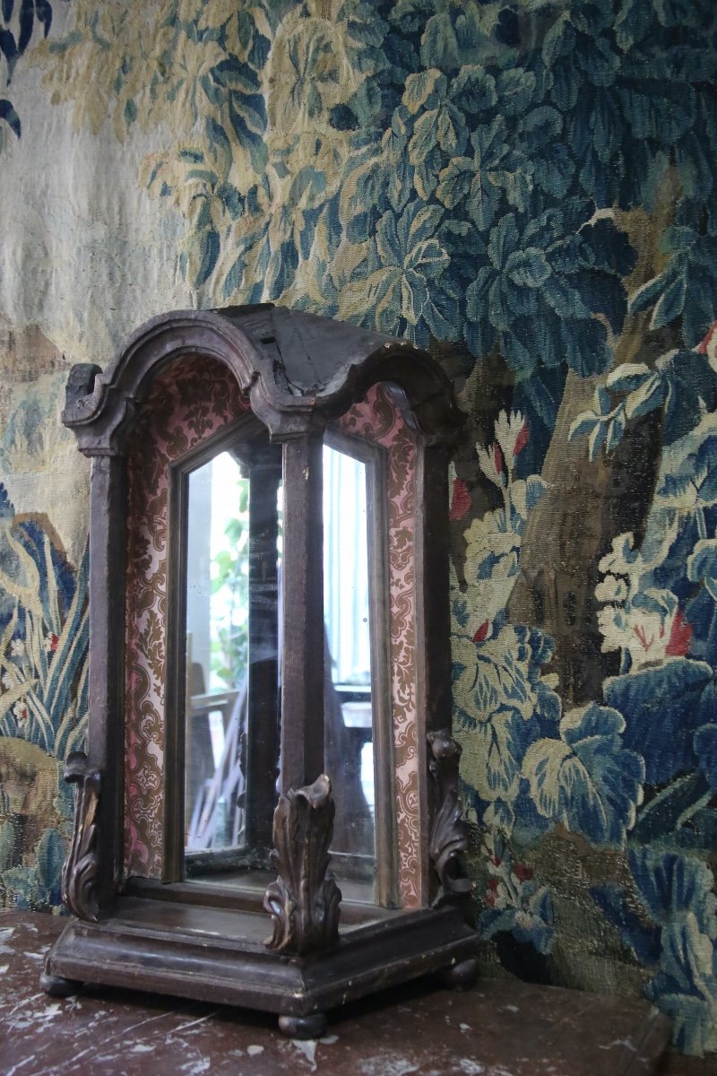 Vitrine en bois laqué , travail italien, XVIIIème siècle.-photo-3