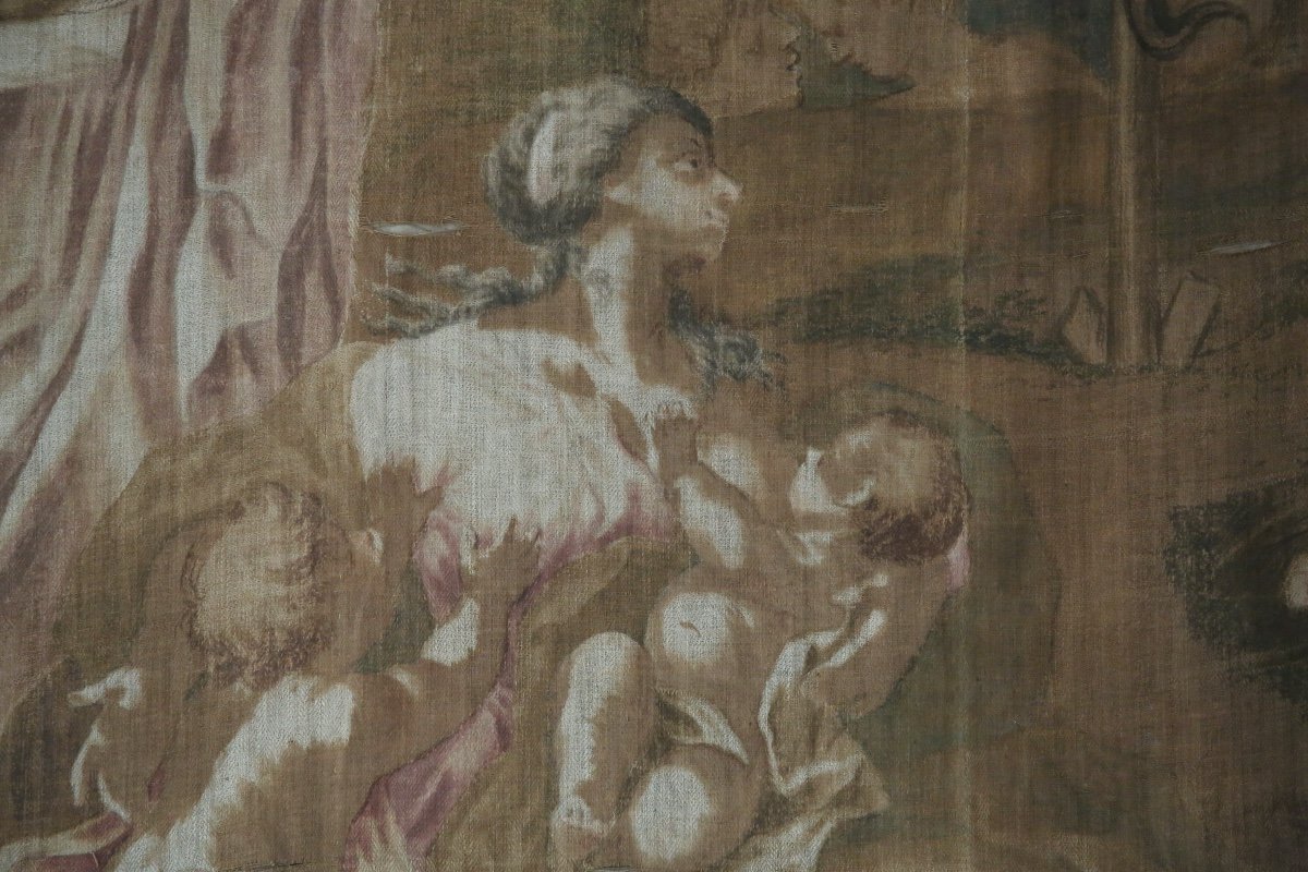 Large Canvas Painted In Imitation Of A Tapestry, Italian Work From The 18th Century-photo-2