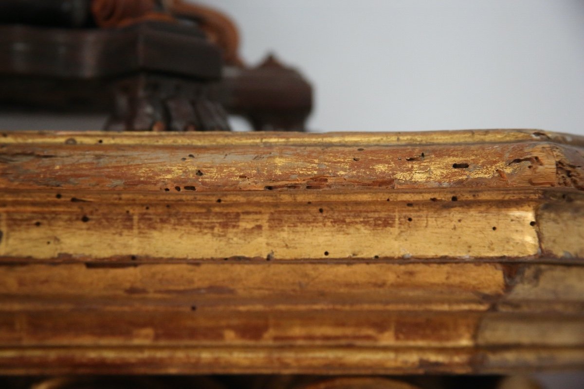 Grande console d'applique en bois doré, travail Italien de style Baroque.-photo-3