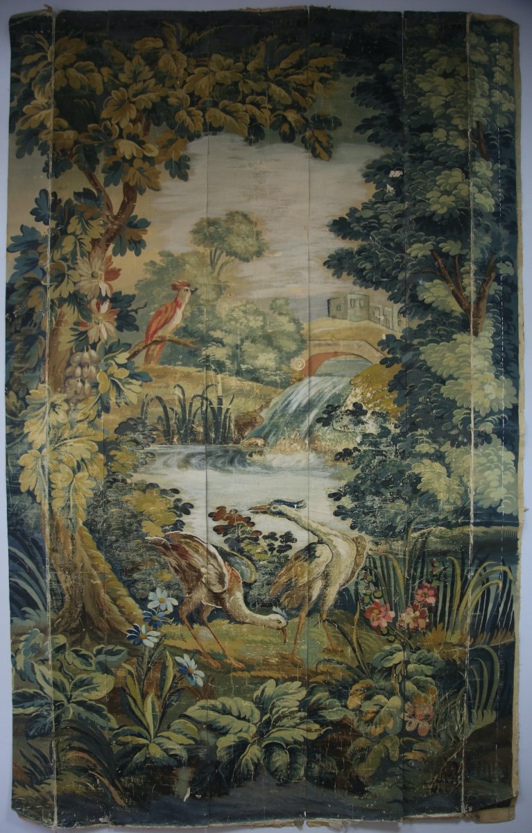 Carton de tapisserie verdure Aubusson, toile peinte-photo-2