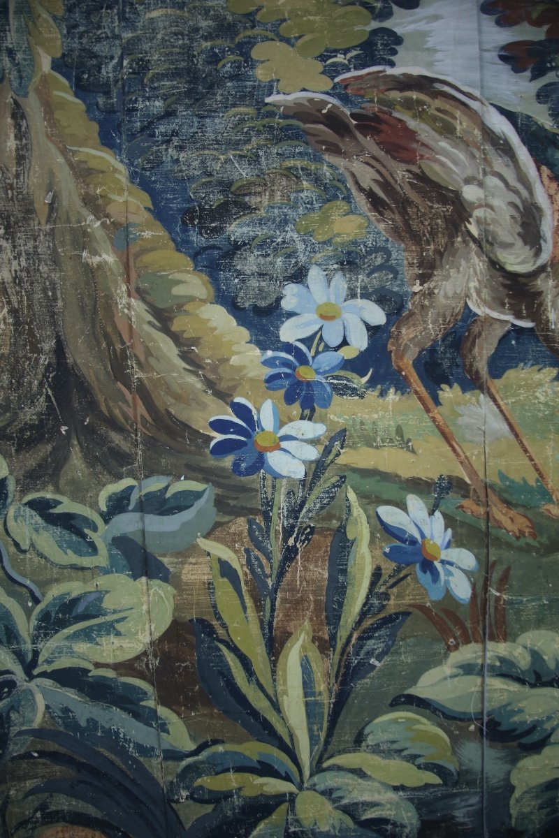 Carton de tapisserie verdure Aubusson, toile peinte-photo-4