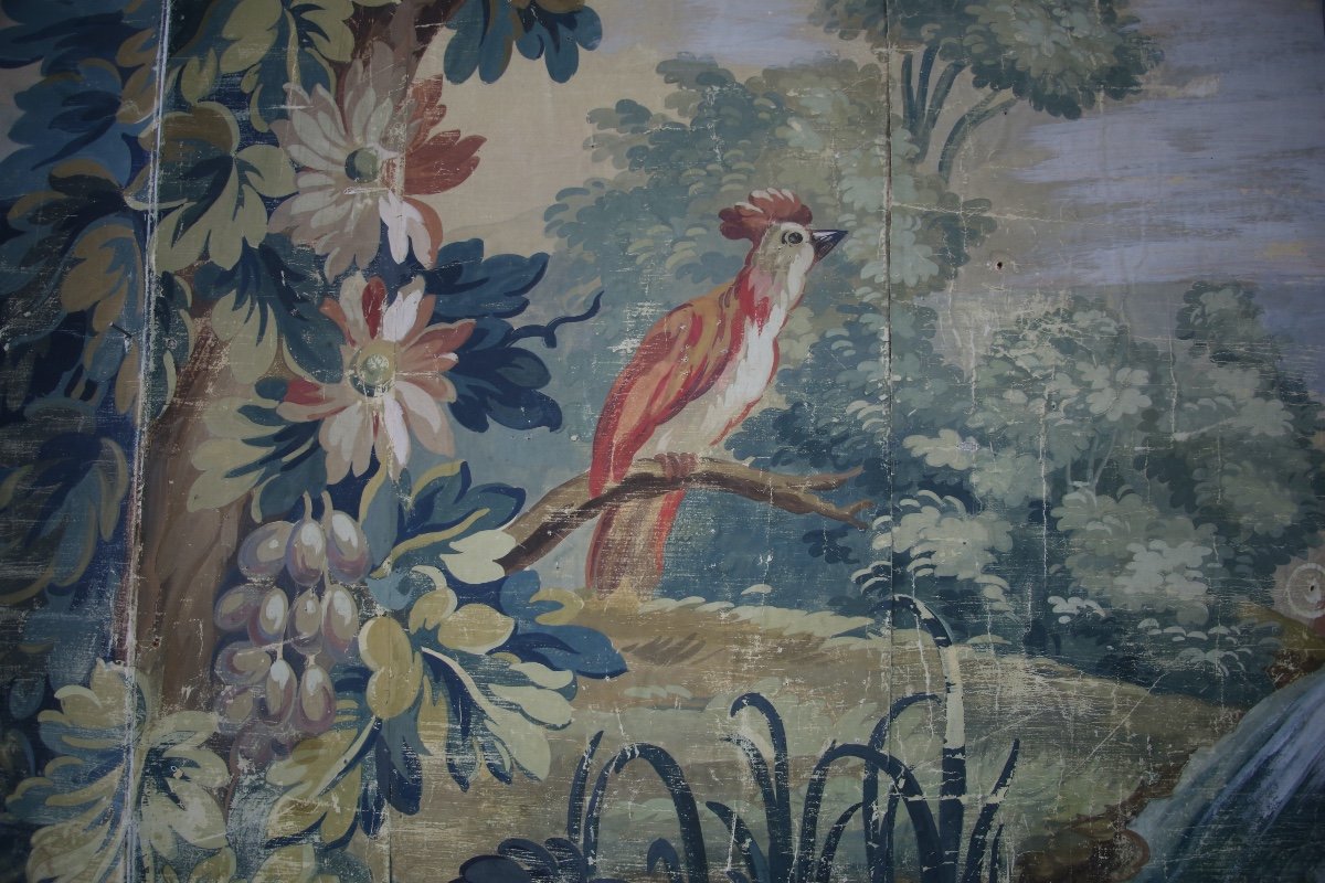 Carton de tapisserie verdure Aubusson, toile peinte-photo-1
