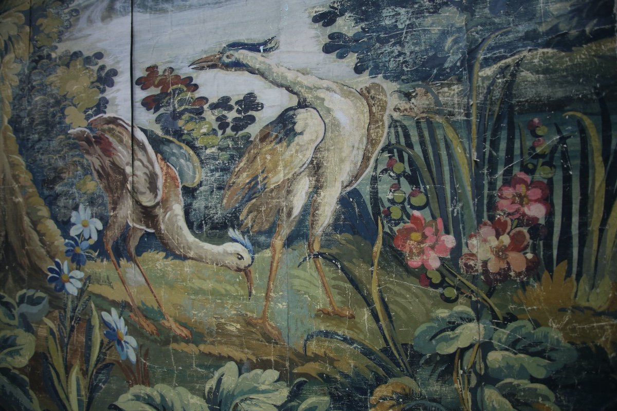 Verdure Aubusson Tapestry Cardboard, Painted Canvas-photo-2