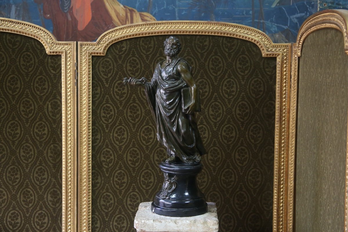 Sculpture en terre cuite vernissée représentant Saint Pierre, XIXeme siècle