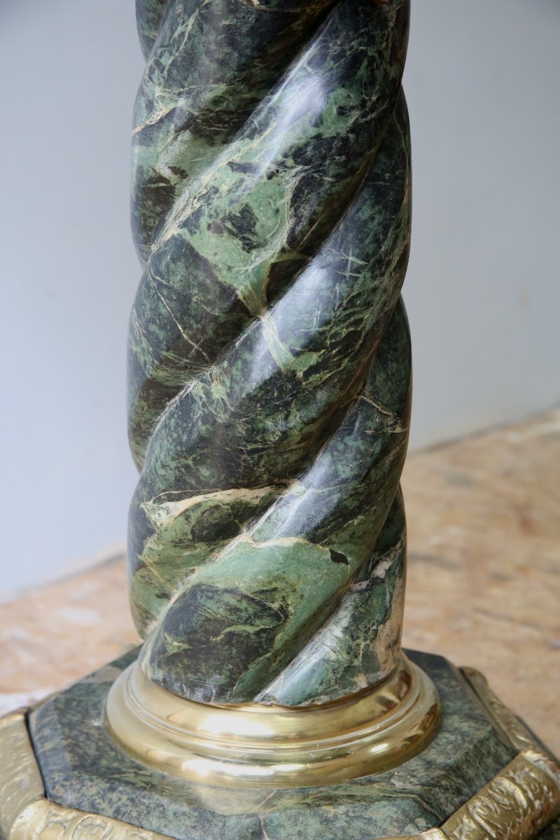 Guéridon en marbre vert et marqueterie de marbre de style Empire-photo-4