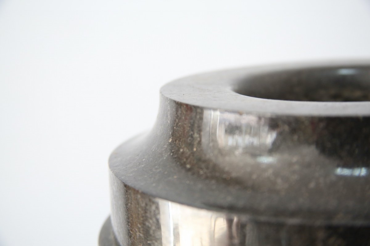 Urn Shaped Black Marble Vase.-photo-2